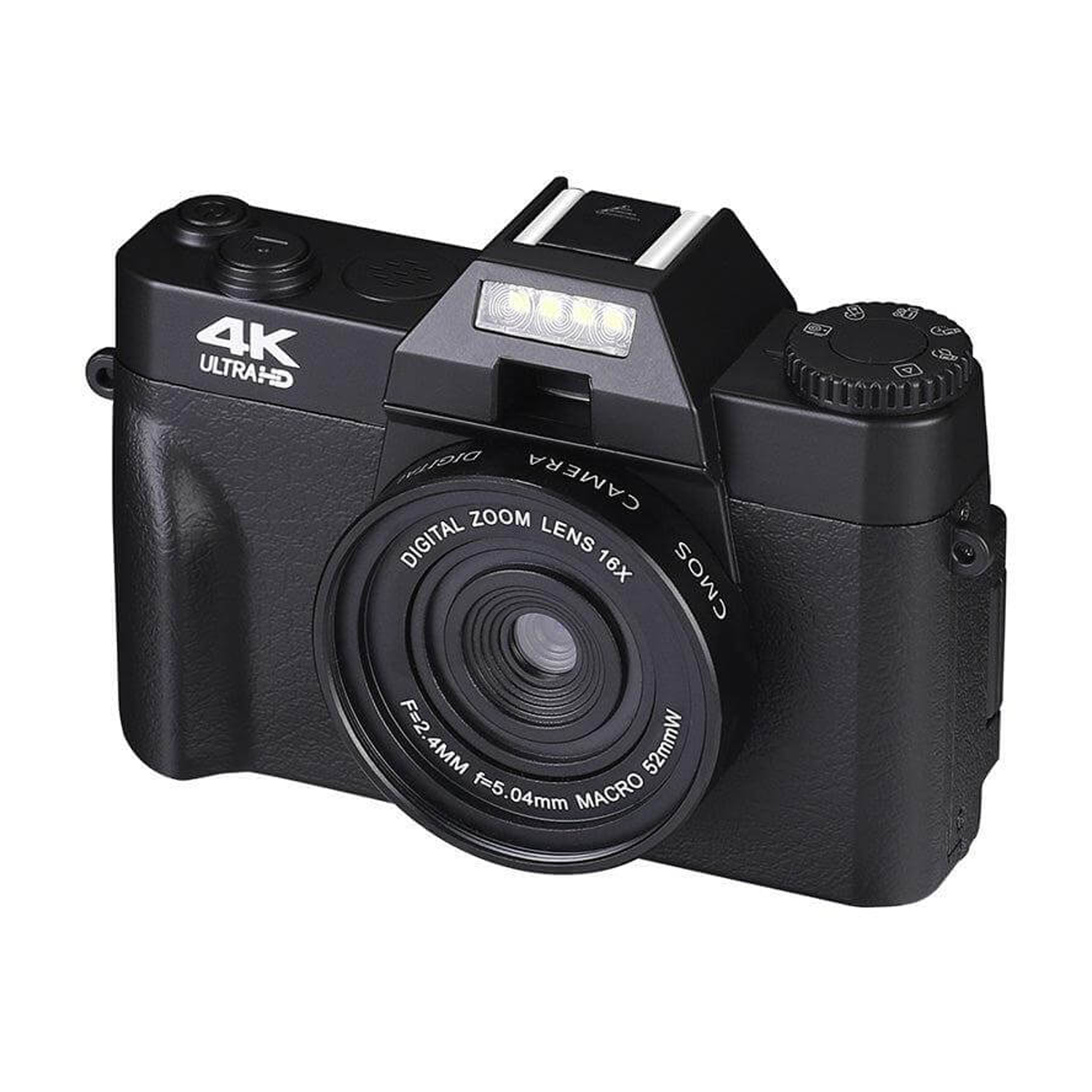 BYTELIKE Digitalkamera 4K 48MP Autofokus-Kamera mit Kompaktkamera opt. schwarz, Digitalkamera Speicherkarte 16× 64GB Zoom, 4K