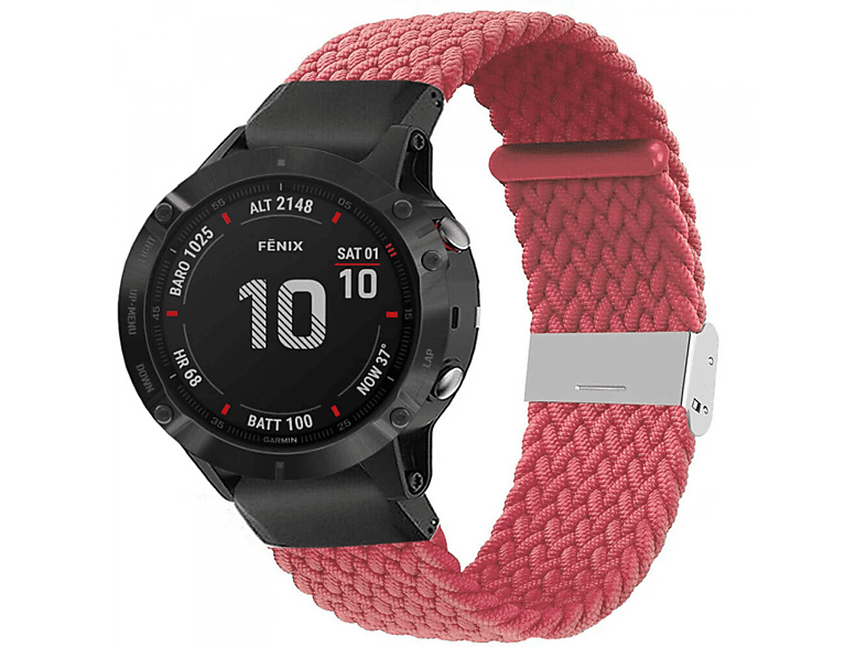 CASEONLINE Braided, Ersatzarmband, Garmin, Garmin Fenix 6, Rot