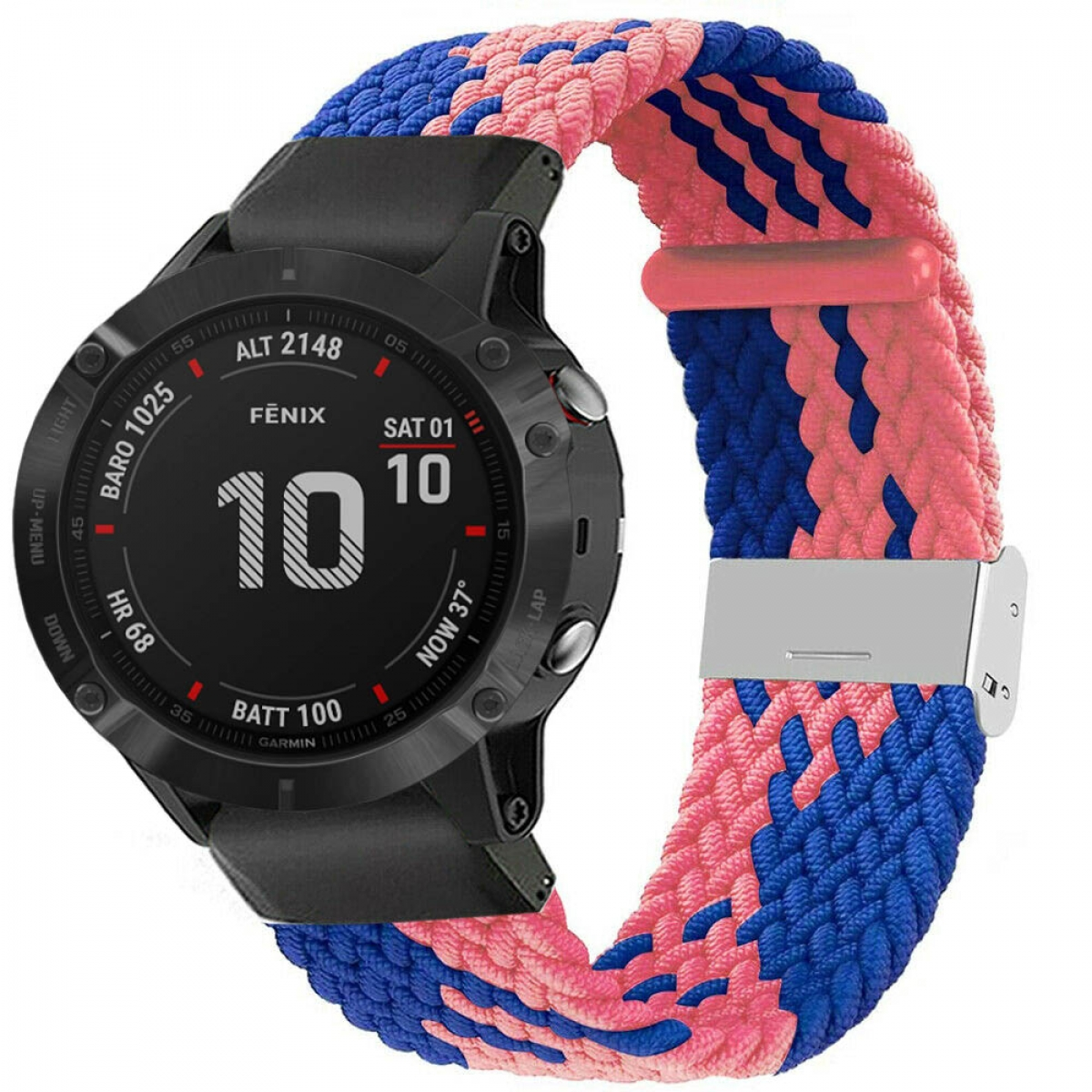 6, Garmin Garmin, CASEONLINE Powder Ersatzarmband, Fenix Braided, Blue