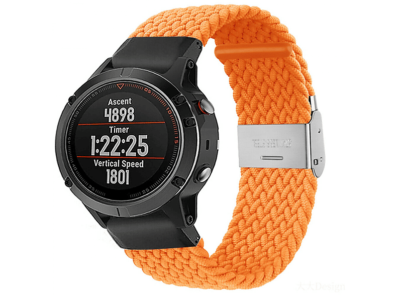 CASEONLINE Braided, 5X, Ersatzarmband, Orange Garmin Fenix Garmin