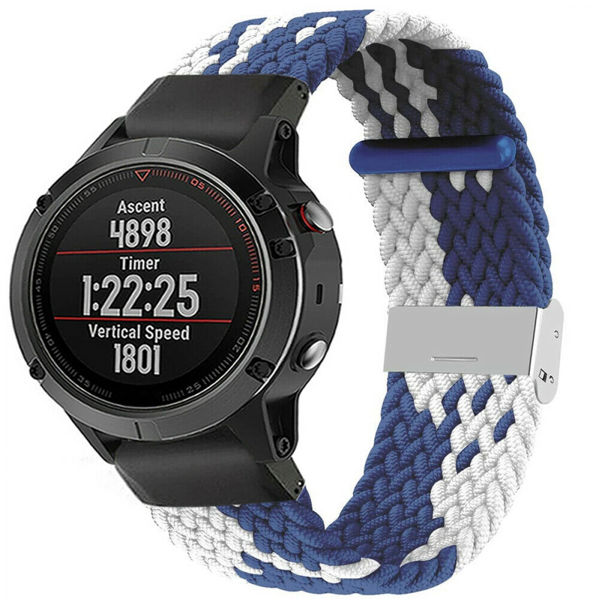 CASEONLINE Braided, Ersatzarmband, Garmin, Garmin Fenix Blauweiß 5X