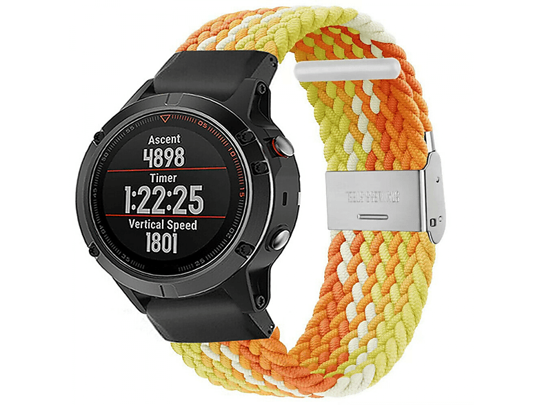 Braided, Ersatzarmband, Garmin, Garmin Fenix 5X, Gradient