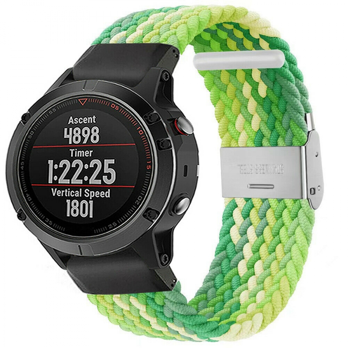 CASEONLINE Braided, Garmin, green Ersatzarmband, Fenix Garmin Gradient 5