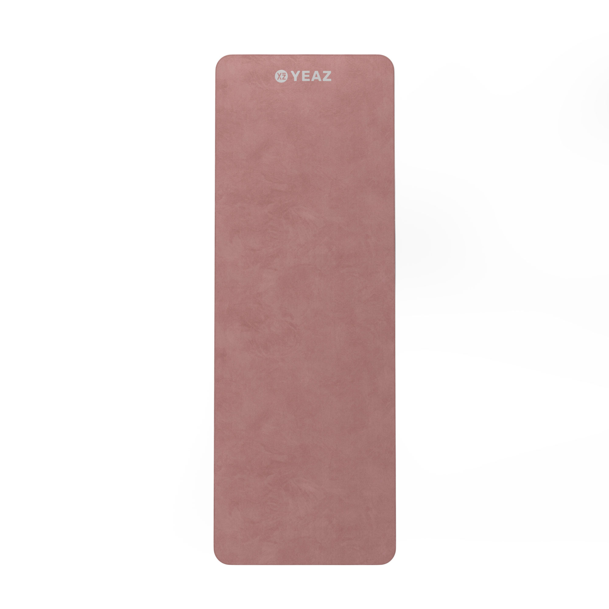 Rosafarbene Yogamatte mit dem Markennamen 'YEAZ' oben.