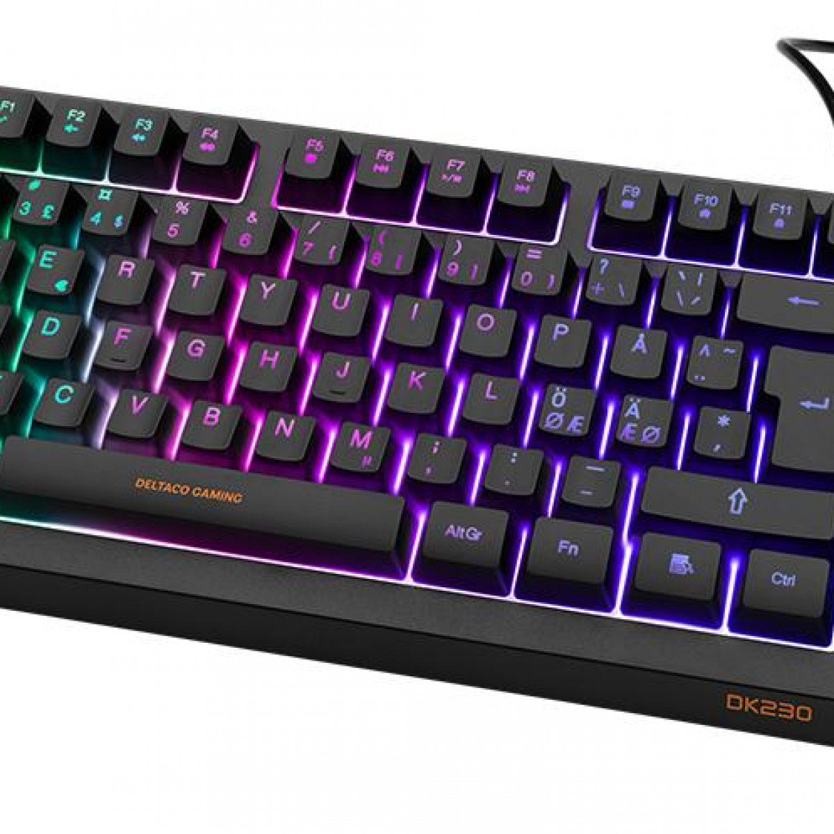 DELTACO GAMING DELTACO GAMING schwarz, TKL RGB, Membran-Gaming-Tastatur, DK230 Klaviatur
