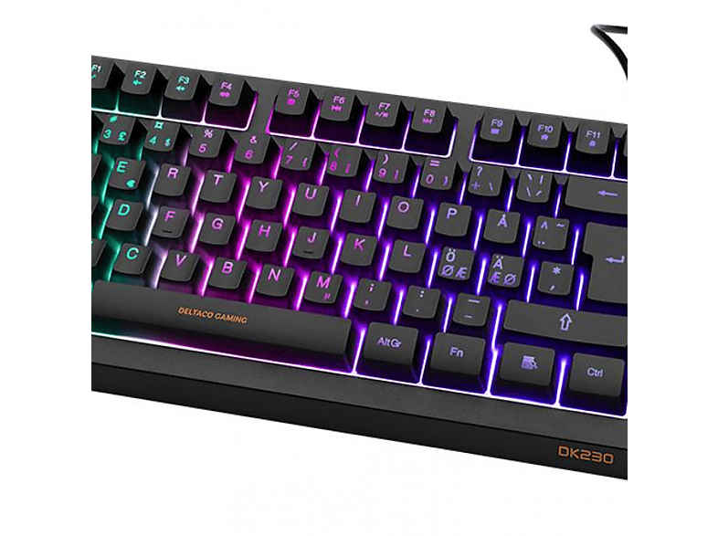 DELTACO GAMING DELTACO GAMING schwarz, RGB, Membran-Gaming-Tastatur, Klaviatur TKL DK230