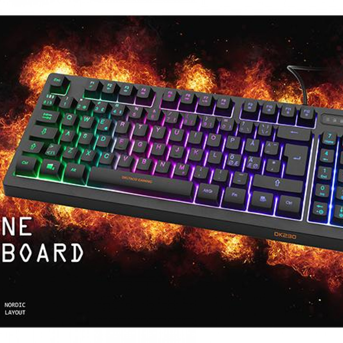 schwarz, TKL RGB, Klaviatur DELTACO DK230 GAMING GAMING Membran-Gaming-Tastatur, DELTACO