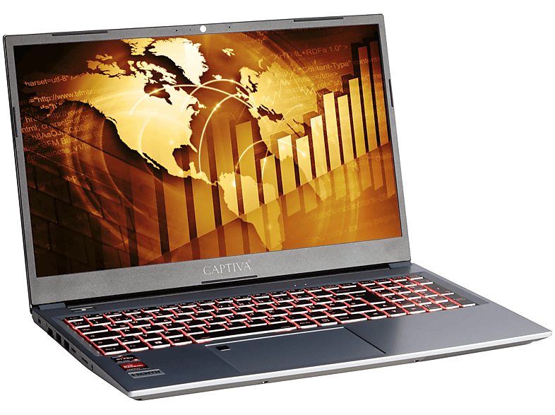 5 Starter AMD 16 RAM, GB GB Zoll mit Business-Notebook Prozessor, SSD, Display, Power Graphics, silberfarben Ryzen™ 1000 R71-719, Radeon™ 15,6 CAPTIVA