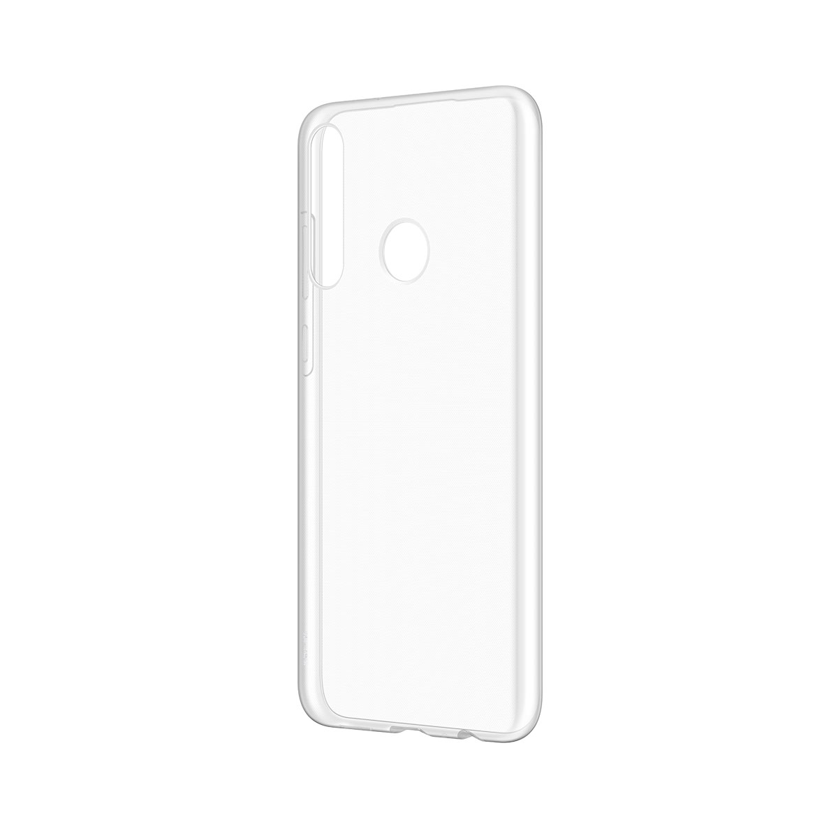 Custodia trasparente per telefono. La custodia è trasparente e ha ritagli per fotocamera e pulsanti.