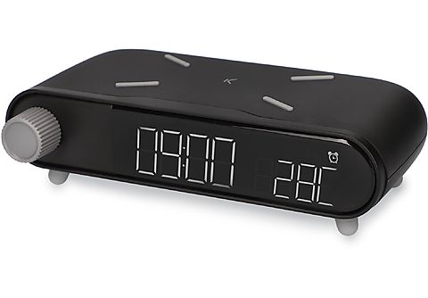 Cargador de móvil  - Alarm Clock Retro Cargador Inalámbrico KSIX, Negro