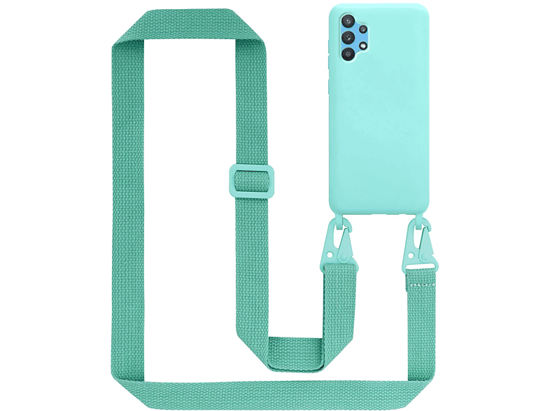 CADORABO Handy Kette Silikon Schutzhülle mit längen verstellbaren Kordel Band, Backcover, Samsung, Galaxy A52 (4G / 5G) / A52s, LIQUID TÜRKIS