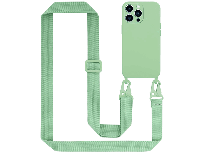 CADORABO Handy Kette Silikon Schutzhülle Backcover, mit Band, iPhone Apple, längen verstellbaren Kordel GRÜN PRO, LIQUID 13 HELL