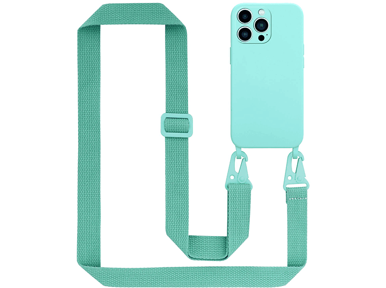 Silikon 13 PRO, mit Handy CADORABO Schutzhülle Backcover, iPhone Kette verstellbaren Band, TÜRKIS Kordel Apple, längen LIQUID