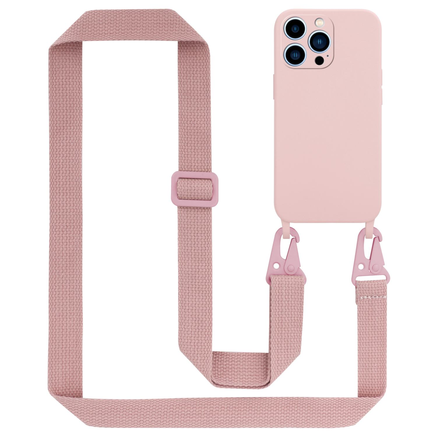 CADORABO Schutzhülle mit PINK PRO, Apple, Silikon iPhone Band, verstellbaren 13 Backcover, längen LIQUID Handy Kette Kordel