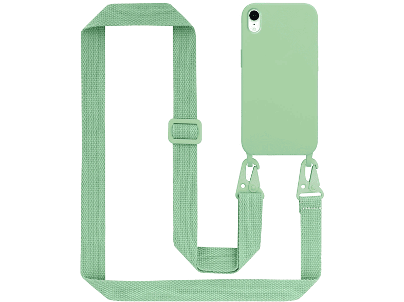 CADORABO Handy Kette Silikon Backcover, GRÜN Kordel Apple, iPhone Band, Schutzhülle LIQUID XR, längen HELL mit verstellbaren
