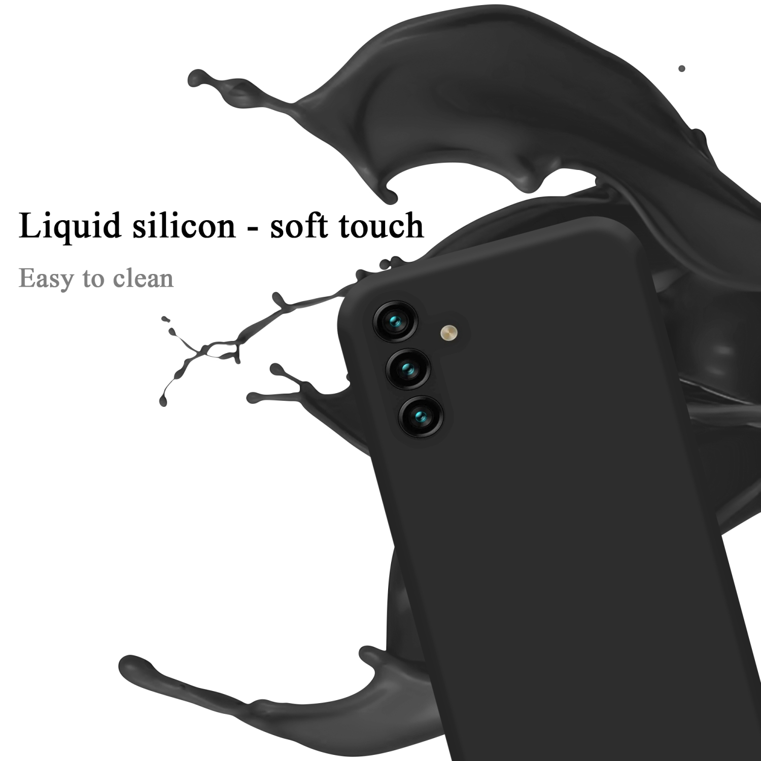 CADORABO Hülle im Liquid Silicone 5G, Style, Galaxy LIQUID Case Backcover, A13 SCHWARZ Samsung