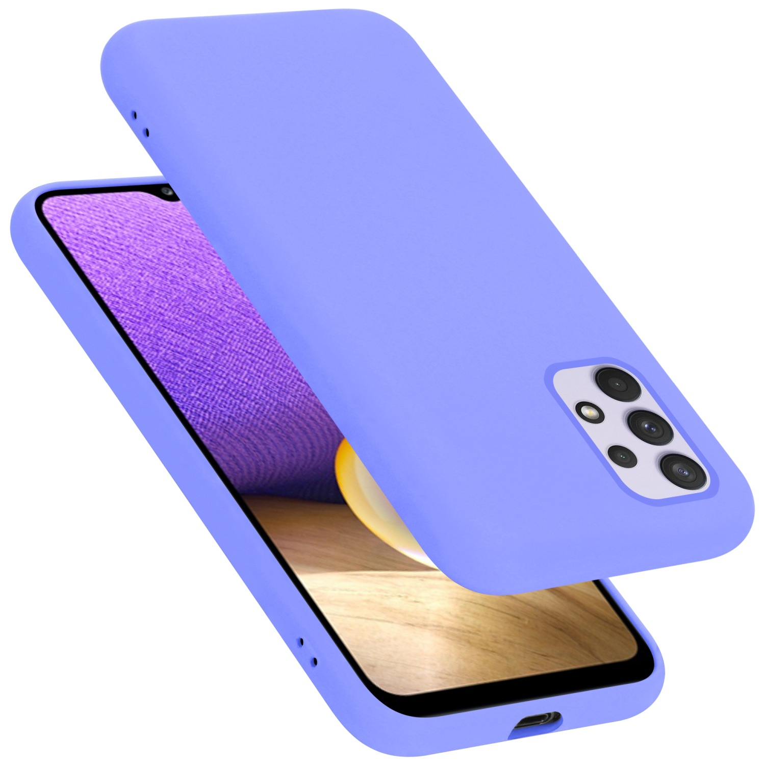 Eine hellviolette Handyhülle mit erhöhtem Kameraumrandung. Das Telefon ist nicht sichtbar.
