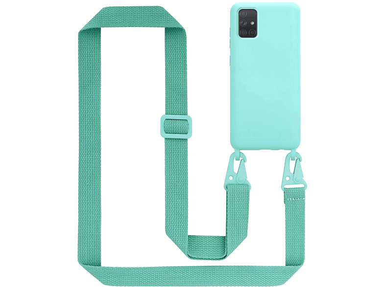 CADORABO Handy Kette Silikon Schutzhülle mit längen verstellbaren Kordel Band, Backcover, Samsung, Galaxy A71 4G, LIQUID TÜRKIS | Backcover