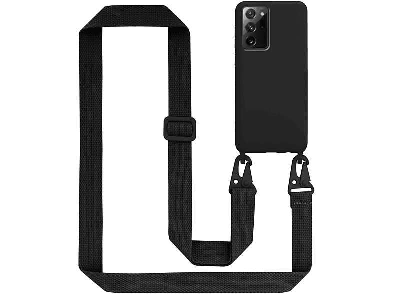 CADORABO Handy Kette Silikon Schutzhülle mit längen verstellbaren Kordel Band, Backcover, Samsung, Galaxy NOTE 20 PLUS, LIQUID SCHWARZ