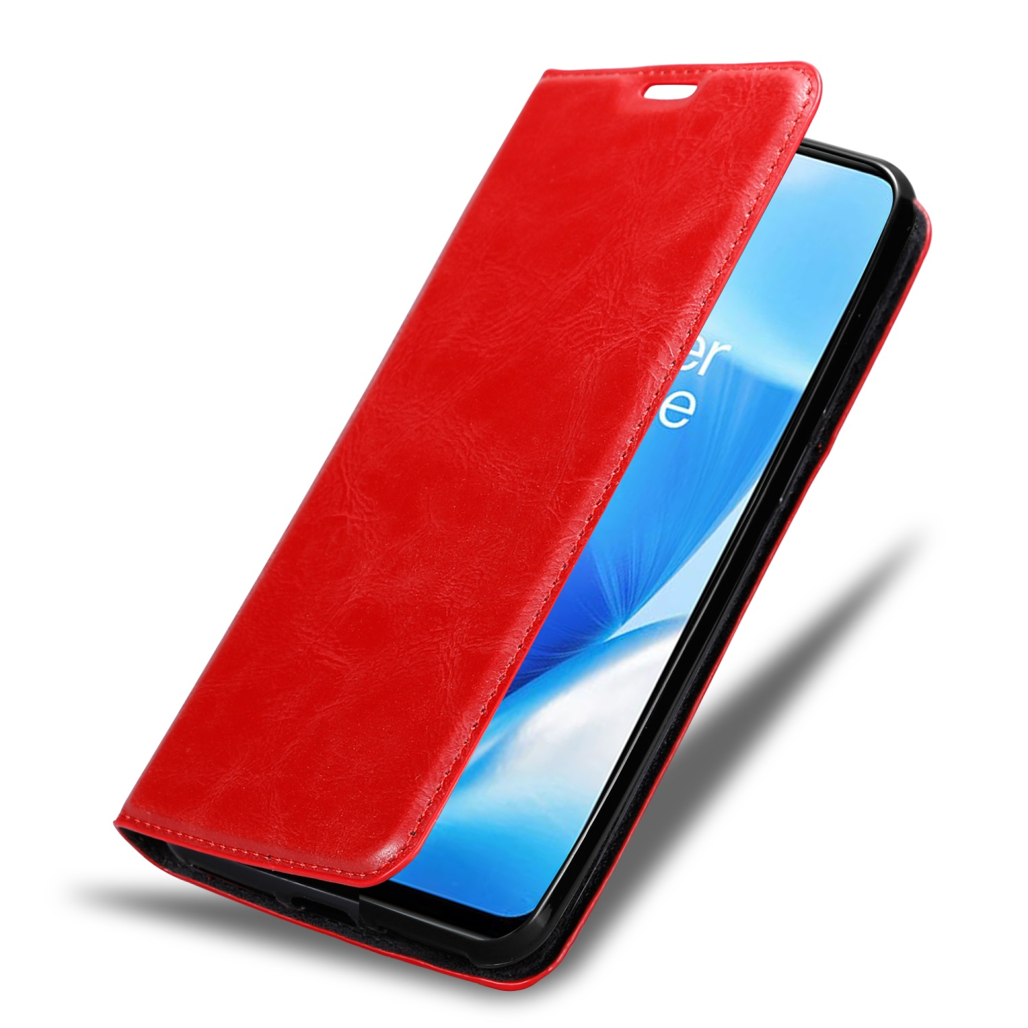 Hülle Magnet, OnePlus, CADORABO 5G, Book Invisible Bookcover, APFEL Nord N200 ROT