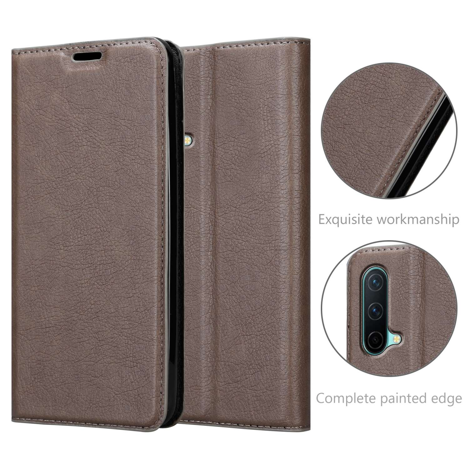 CADORABO Book Hülle Invisible Magnet, CE Nord 5G, KAFFEE Bookcover, BRAUN OnePlus