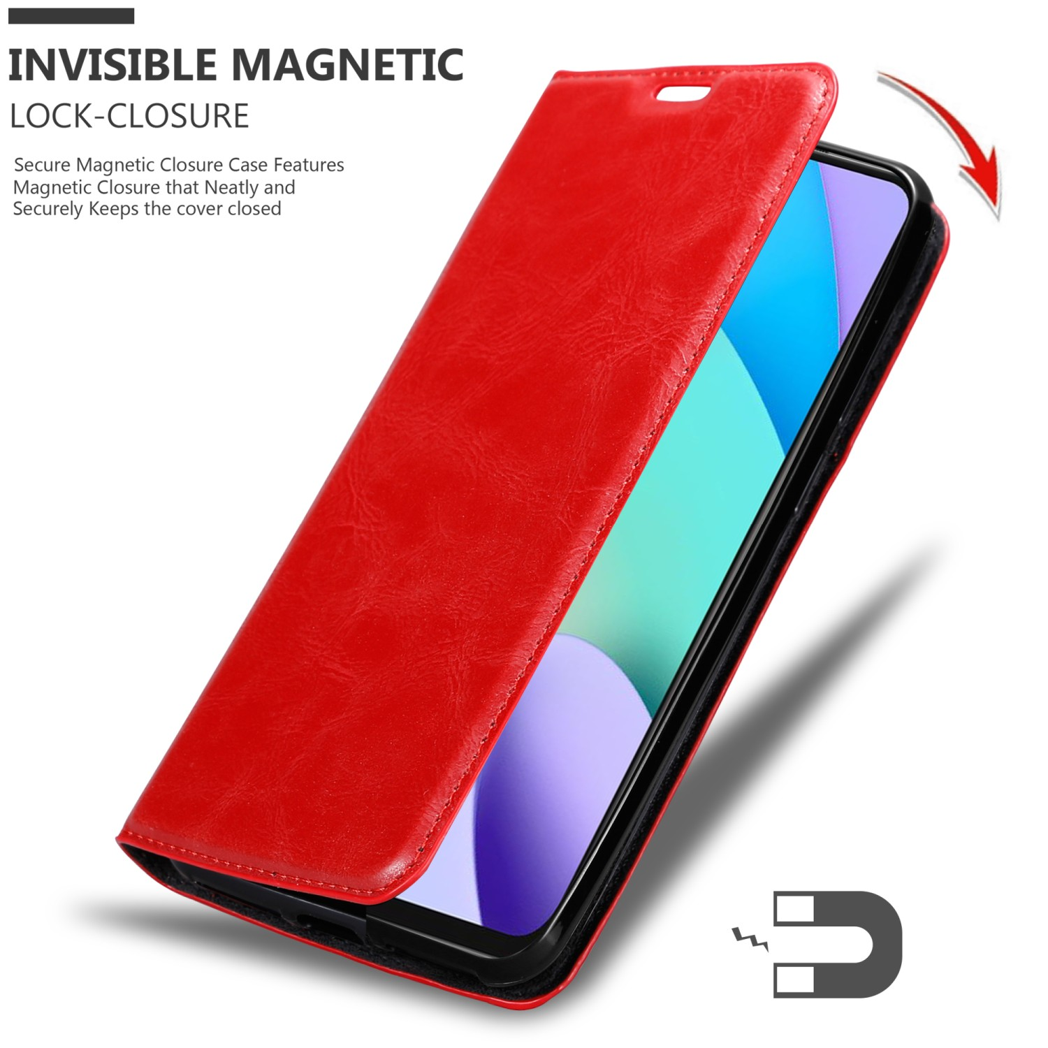 APFEL CADORABO RedMi Invisible ROT Hülle 10, Book Xiaomi, Magnet, Bookcover,