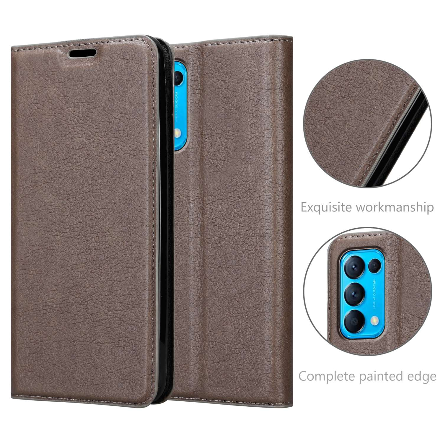 FIND Bookcover, Magnet, BRAUN Invisible LITE, Oppo, Book KAFFEE CADORABO X3 Hülle