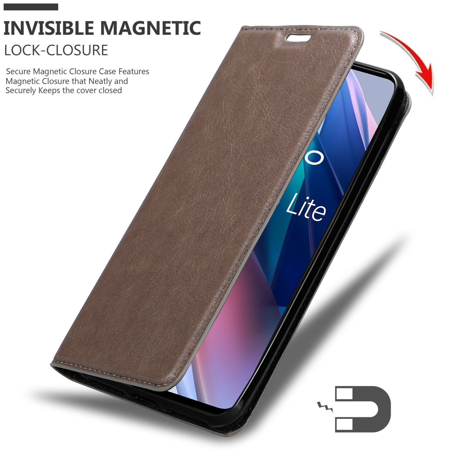 FIND Bookcover, Magnet, BRAUN Invisible LITE, Oppo, Book KAFFEE CADORABO X3 Hülle