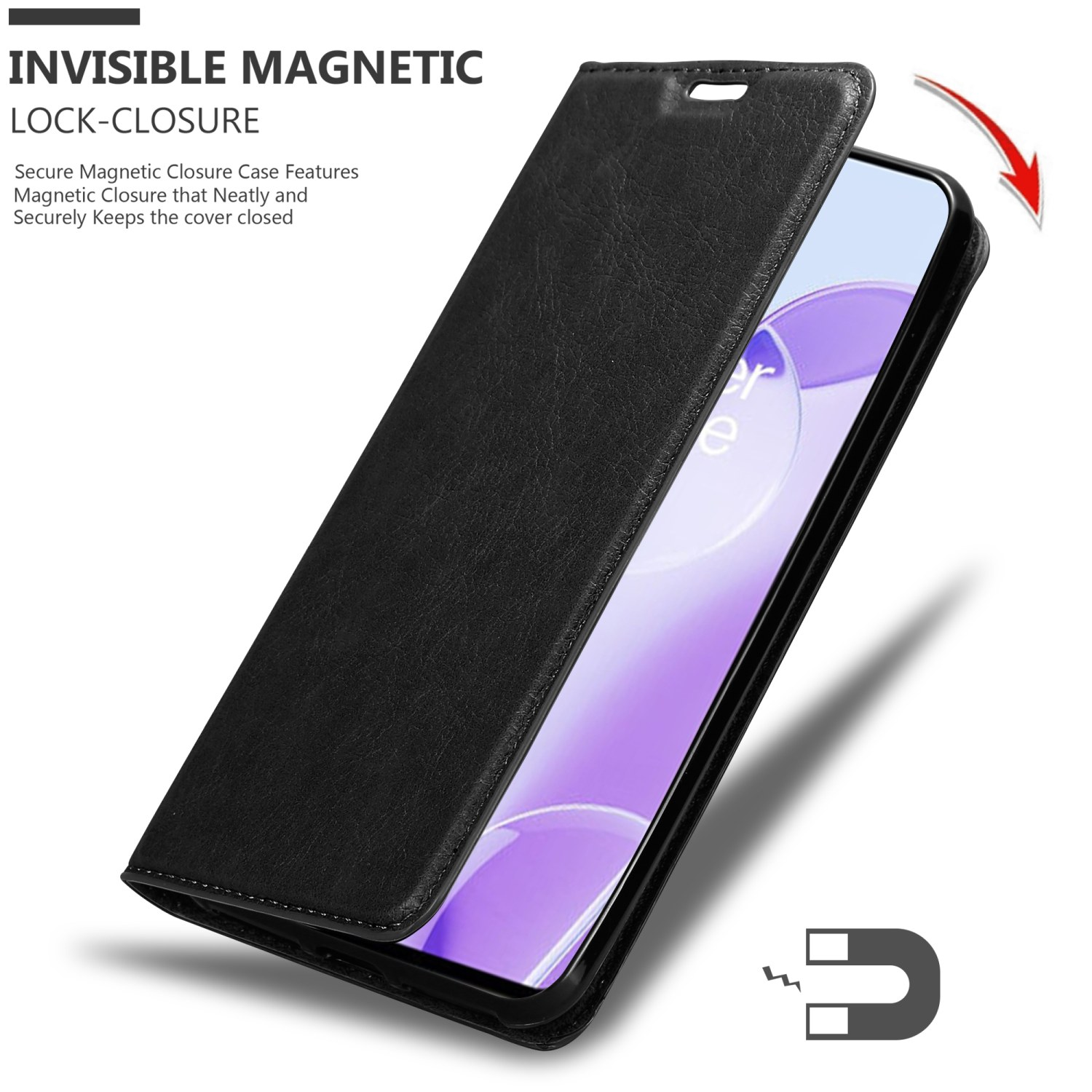 OnePlus, 9RT Bookcover, Invisible NACHT SCHWARZ Book 5G, Magnet, CADORABO Hülle