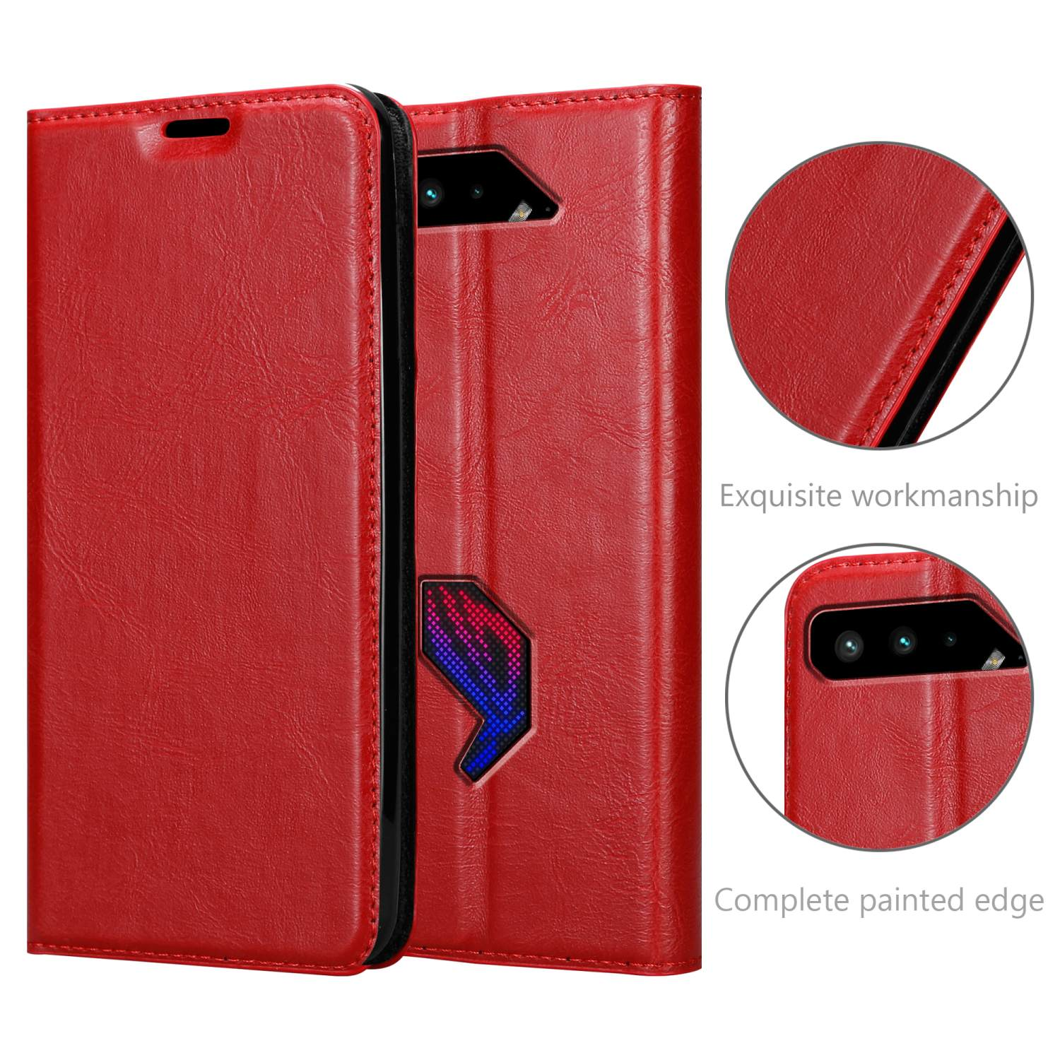 CADORABO Book Hülle Invisible Magnet, ROG APFEL 5, ROT Bookcover, Phone Asus