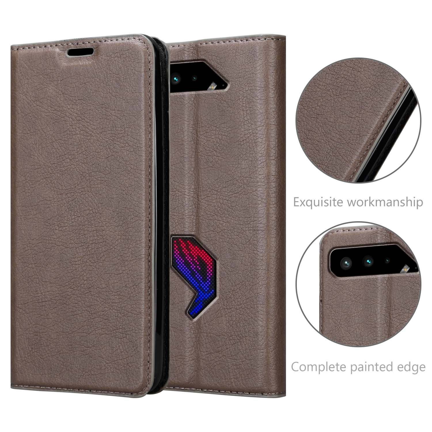 Hülle Invisible Magnet, Asus, Phone CADORABO 5, Bookcover, KAFFEE BRAUN Book ROG