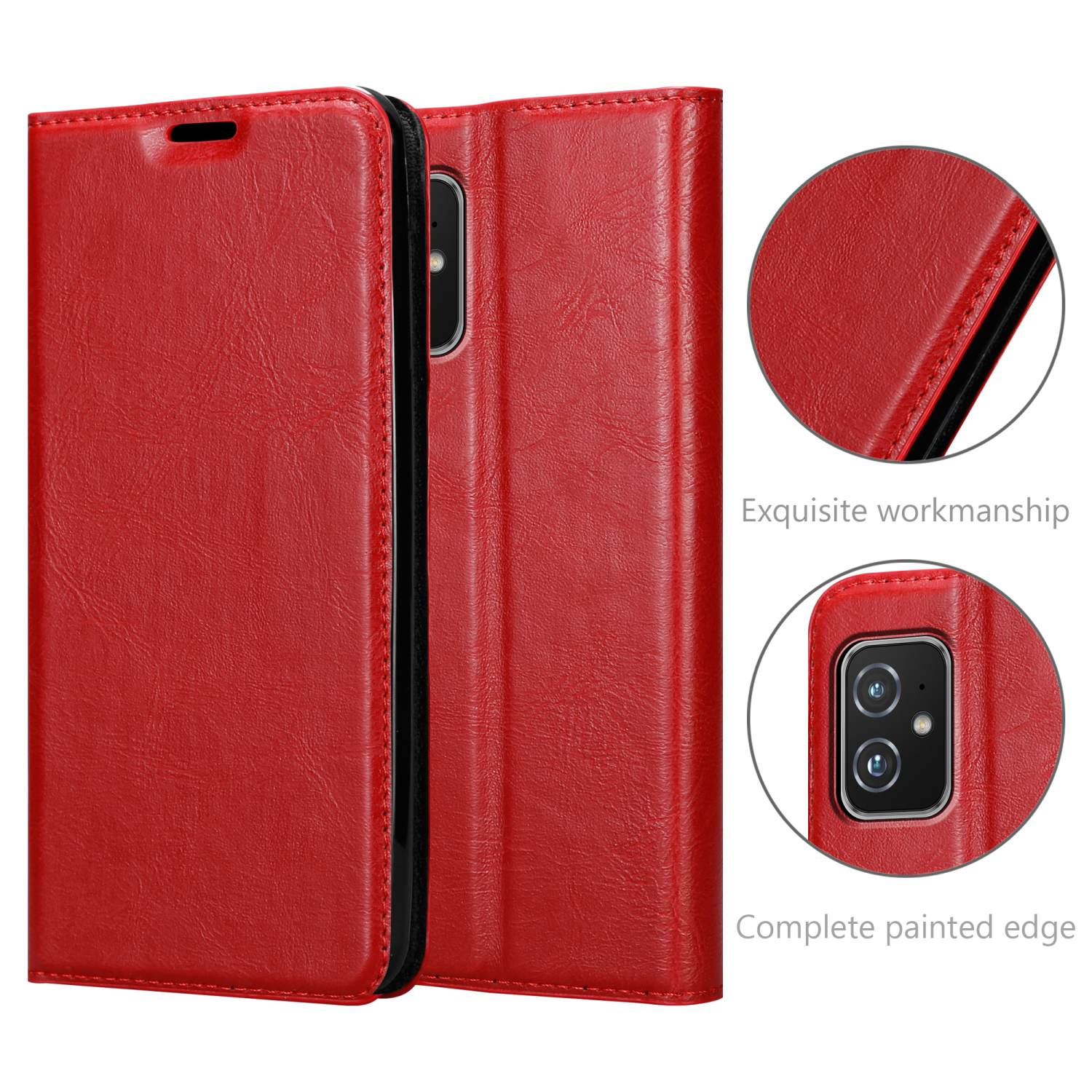 CADORABO Book Hülle ZenFone ROT Invisible Bookcover, APFEL 8, Magnet, Asus