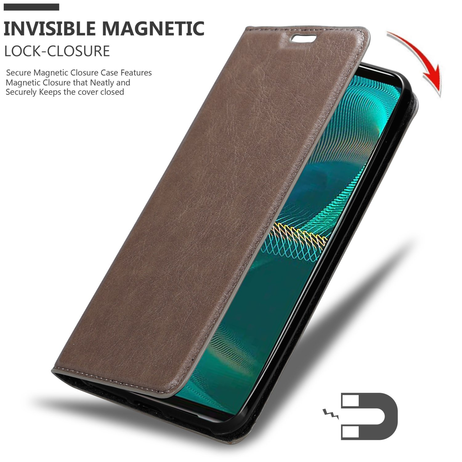 CADORABO Book Hülle Invisible Magnet, Xperia BRAUN 5 Bookcover, Sony, KAFFEE III