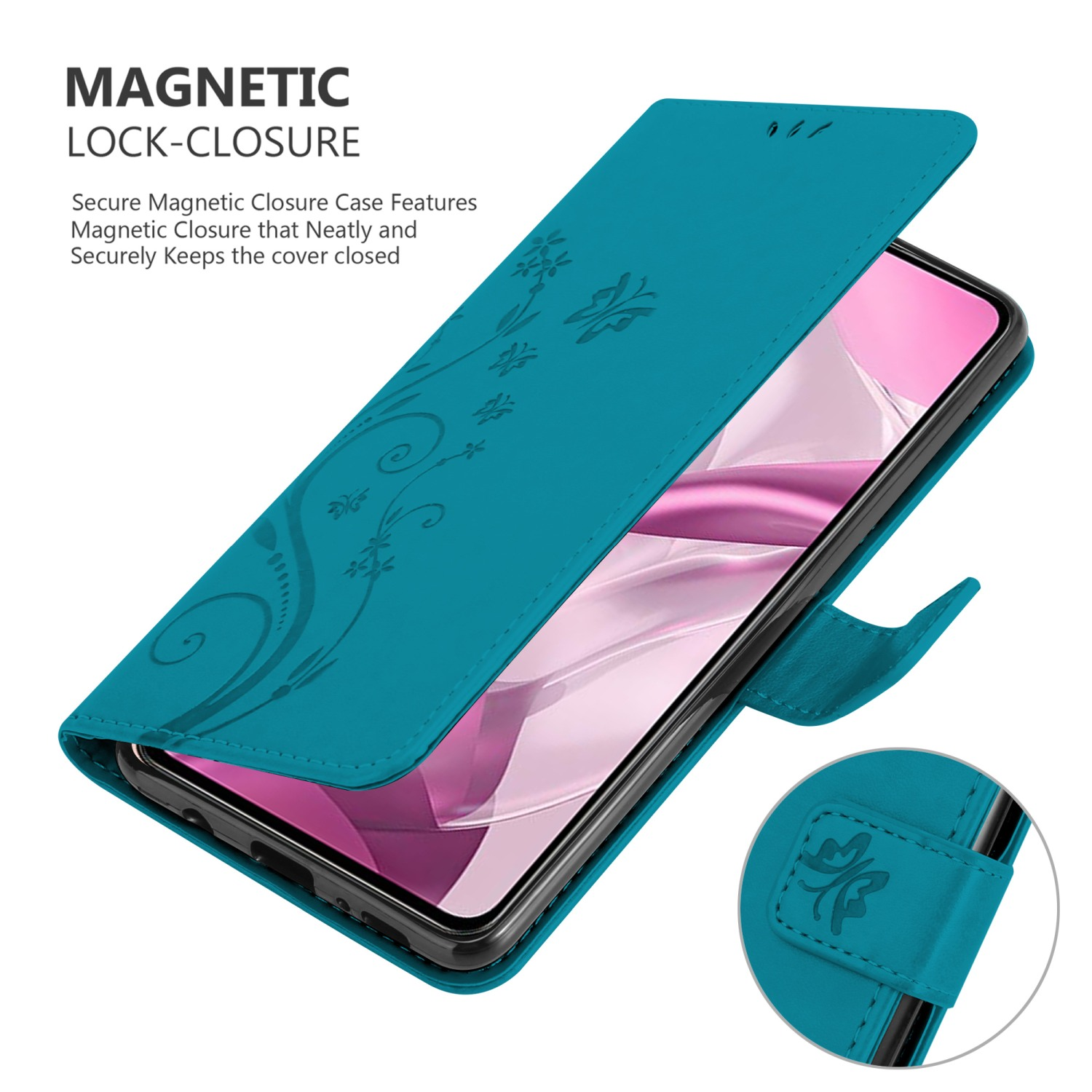 CADORABO Hülle Mi 5G) Flower 11 Case, Blumen LITE Bookcover, NE, 11 Muster / BLAU FLORAL Xiaomi, / (4G LITE