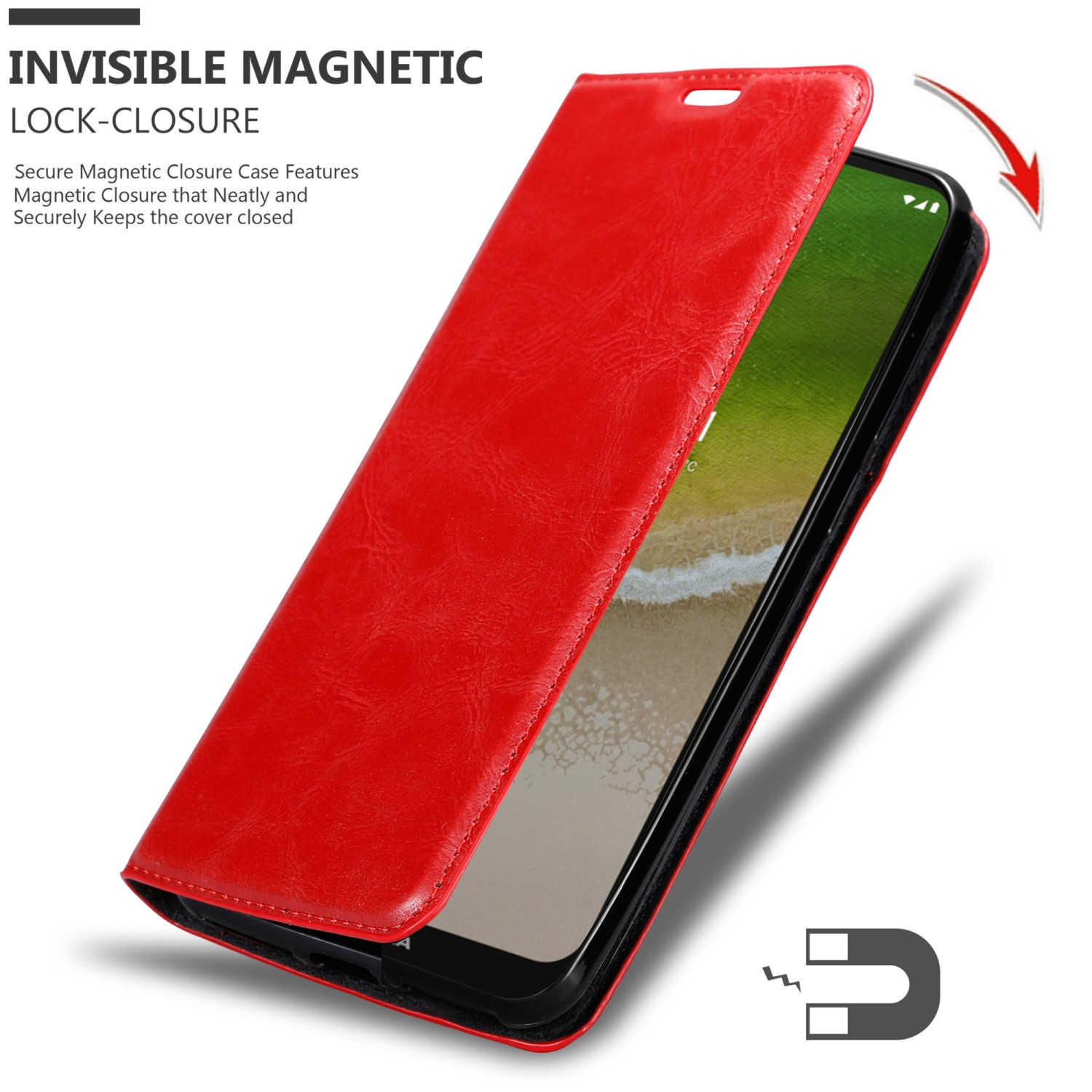 CADORABO Book APFEL G50 Hülle ROT Invisible 5G, Bookcover, Magnet, Nokia