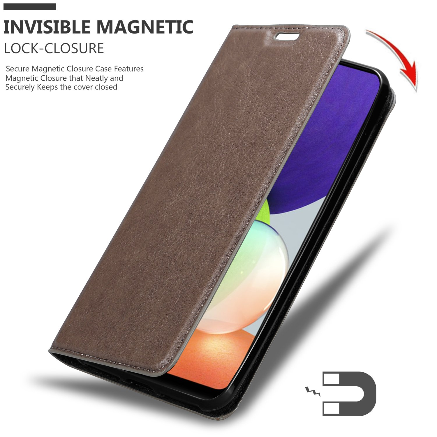 BRAUN CADORABO Galaxy Magnet, M22 Samsung, 4G, A22 Book KAFFEE Bookcover, / Hülle M32 / 4G Invisible