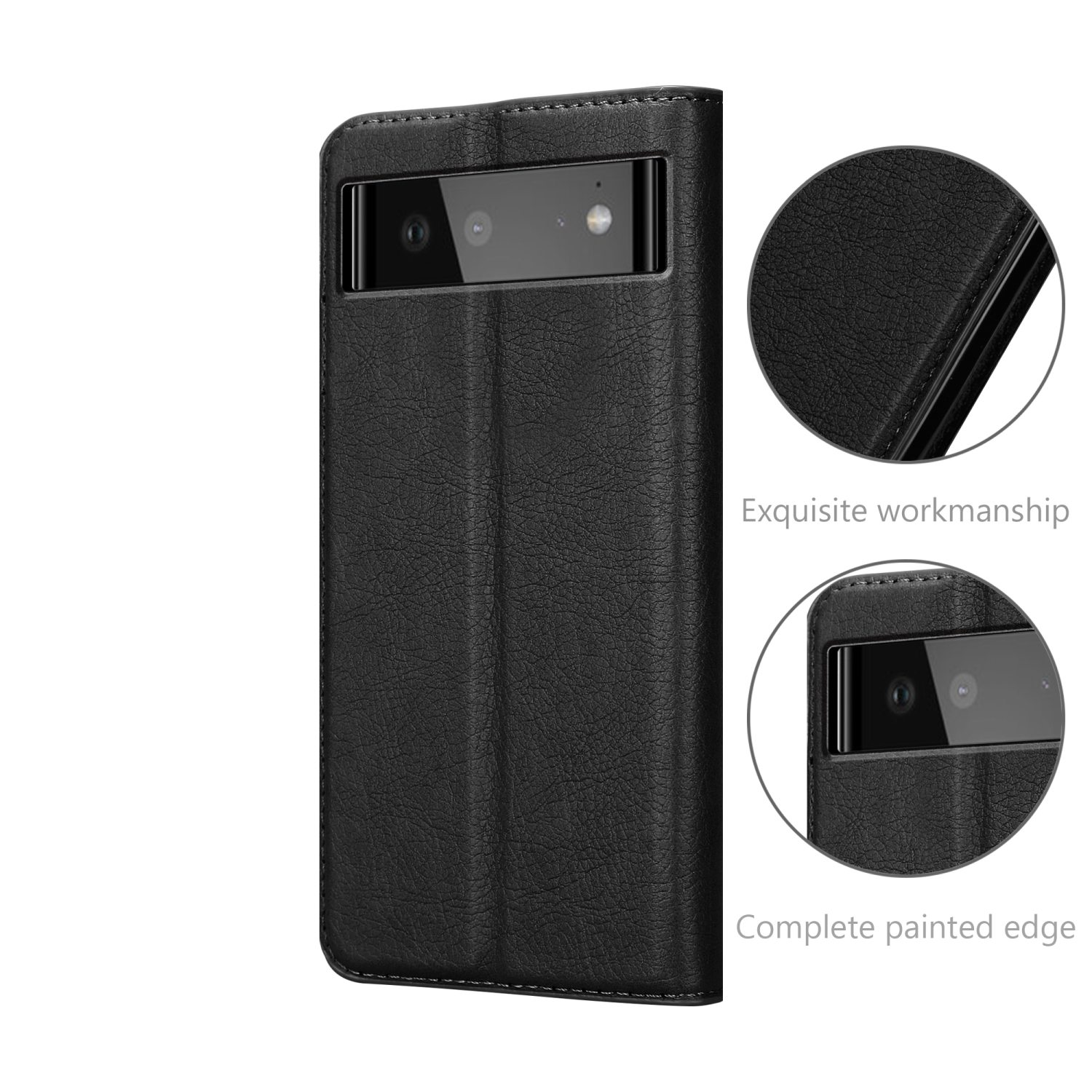 Schwarze Handyhülle mit Telefon. Merkmale: exquisite Verarbeitung, lackierte Kante.