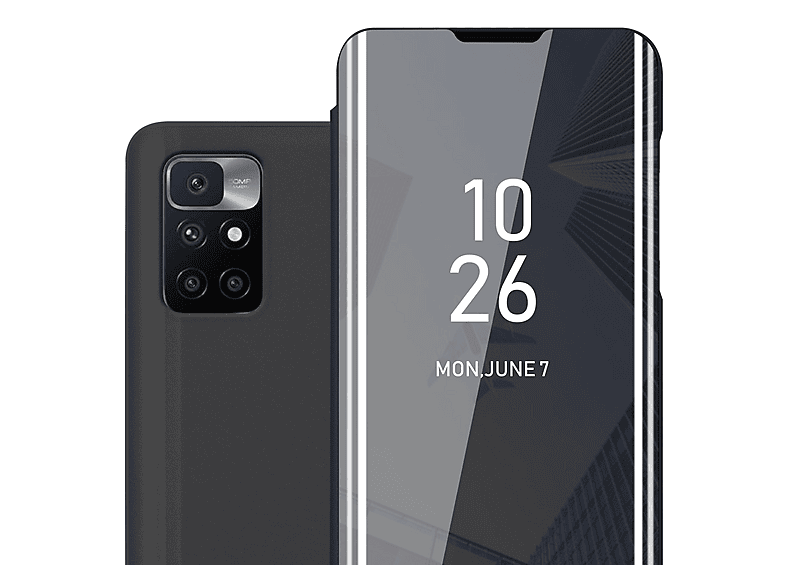 Cadorabo Custodia A Libro Con Specchio Per Xiaomi Redmi Note 10 Pro, Clear View, Chiusura Magnetica, Funzione Stand, Tormalina Nera - 5