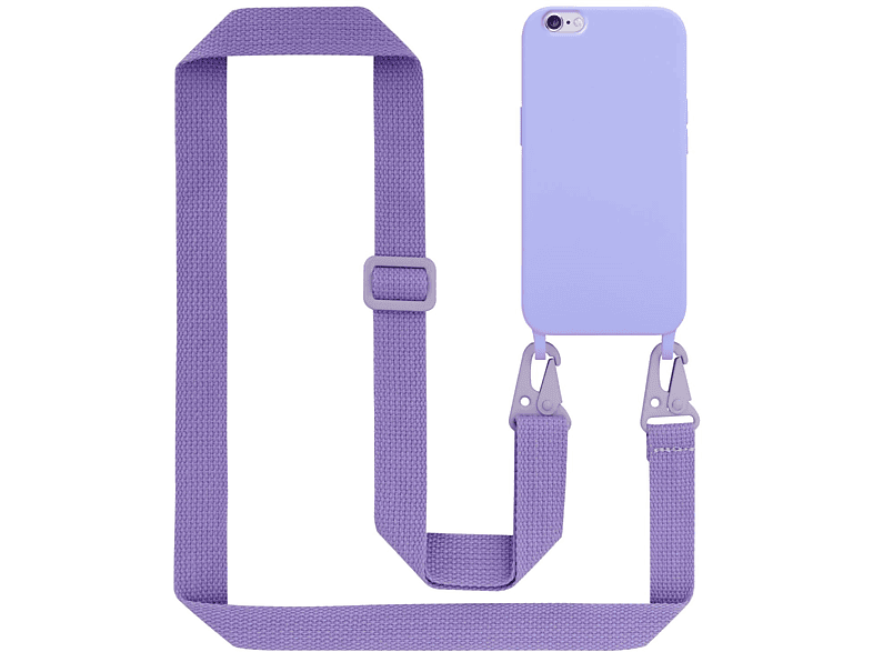 CADORABO Handy Kette Silikon Schutzhülle mit längen verstellbaren Kordel Band, Backcover, Apple, iPhone 6 PLUS / 6S PLUS, LIQUID HELL LILA
