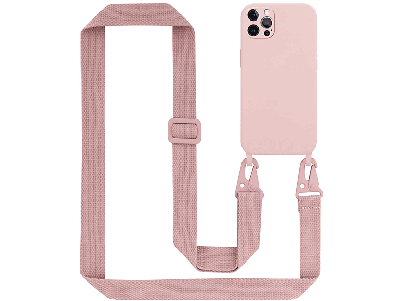 CADORABO Handy Kette LIQUID Band, Apple, Schutzhülle 12 PRO, mit 12 / Kordel Silikon iPhone LILA HELL Backcover, verstellbaren längen