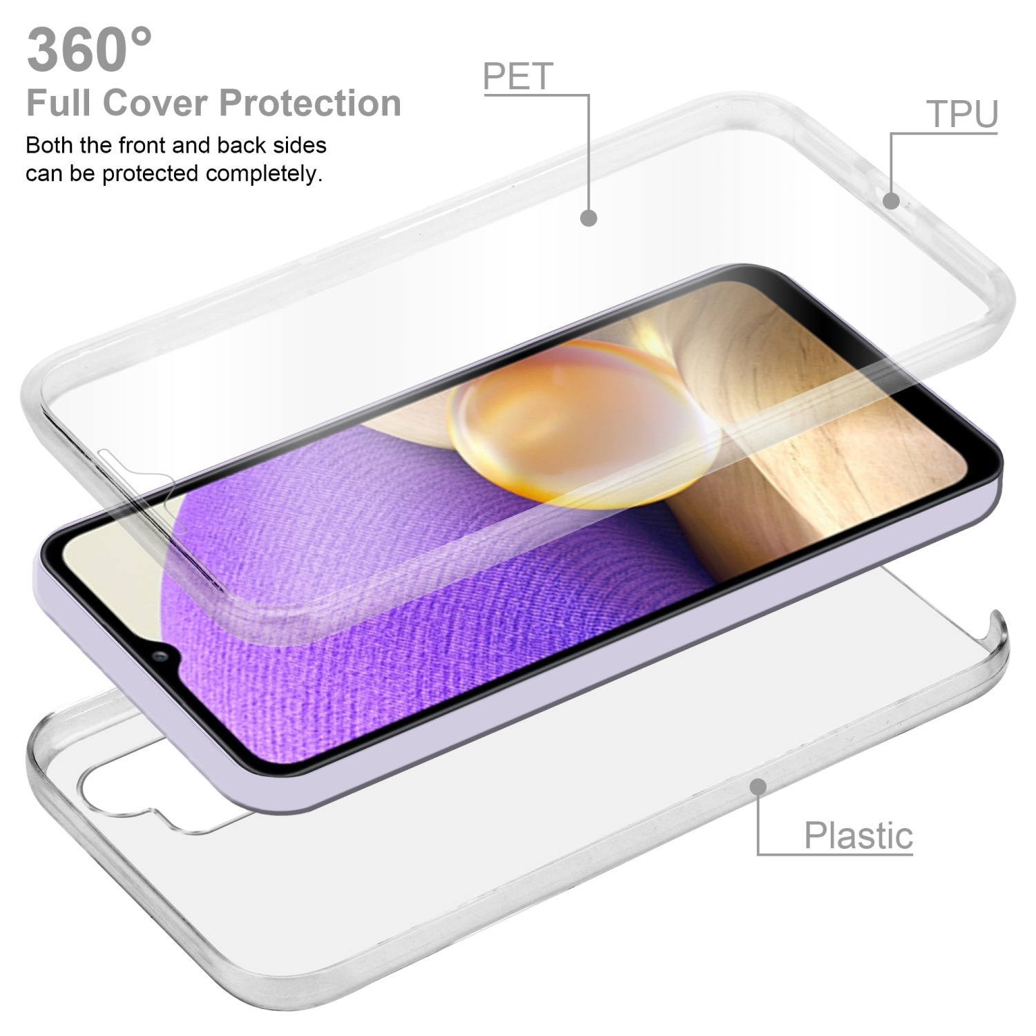 CADORABO TPU 360 Grad Case Hülle, Galaxy 5G, Samsung, TRANSPARENT A33 Backcover