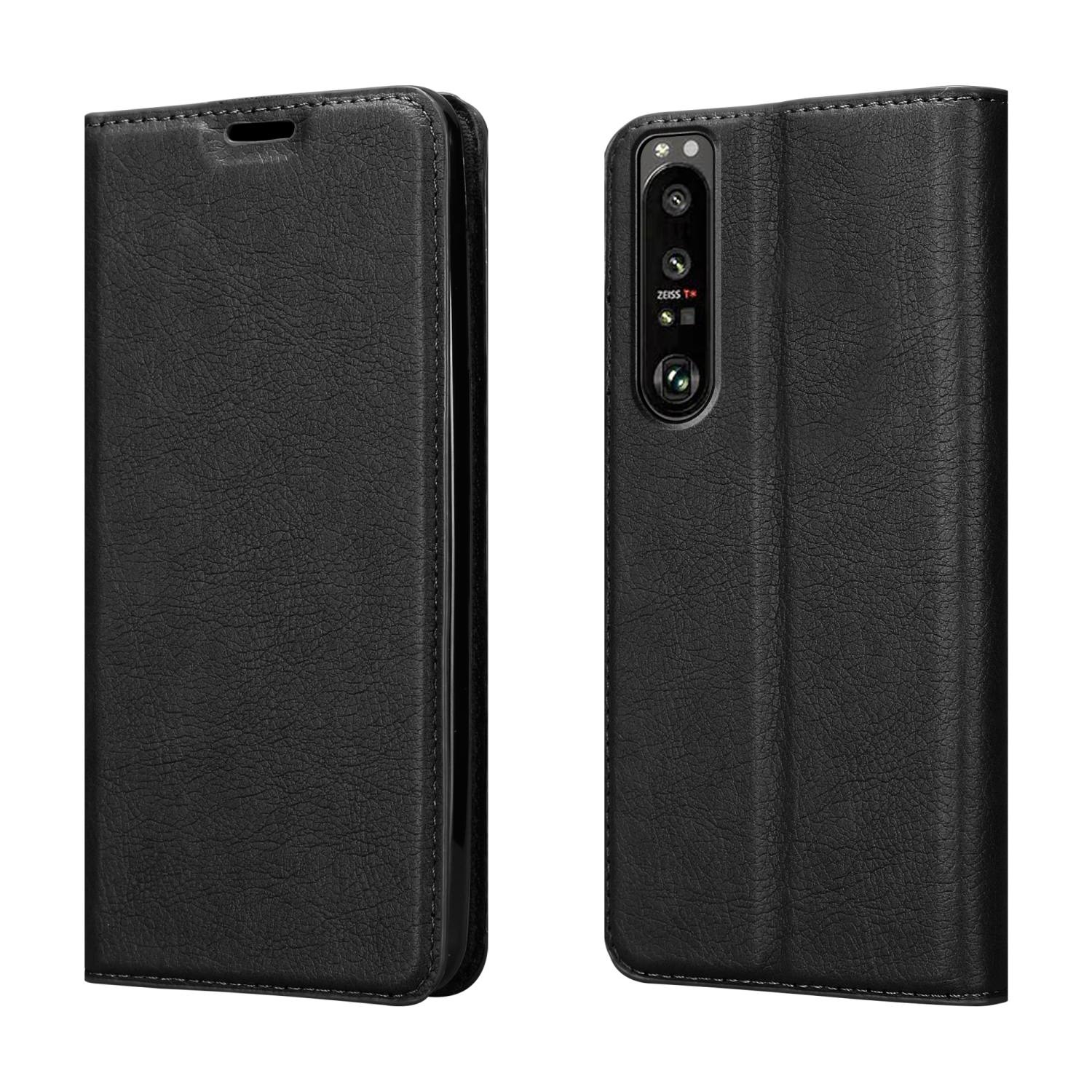 CADORABO con chiusura magnetica con stand e portacarte Custodia per cellulare per Xperia 1 III, NERO DI NOTTE