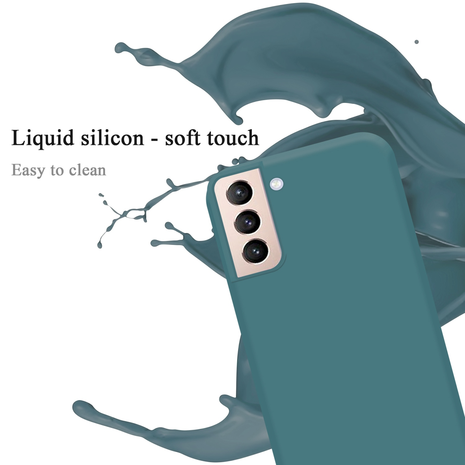 CADORABO Hülle im Liquid Silicone PLUS, Style, Samsung, GRÜN S22 Case LIQUID Galaxy Backcover