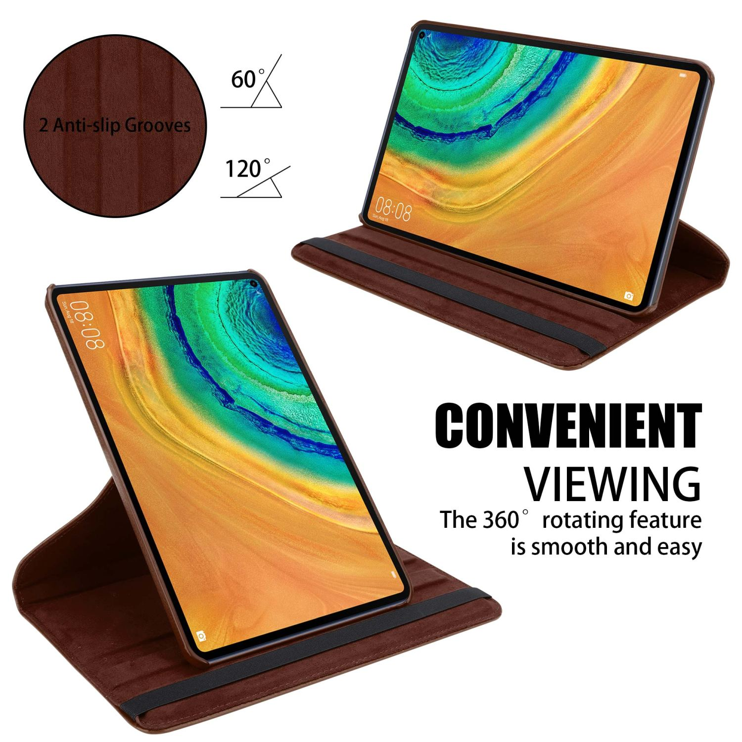 CADORABO Tablet Hülle im Tablethülle für Style Huawei PILZ Book Bookcover BRAUN Kunstleder