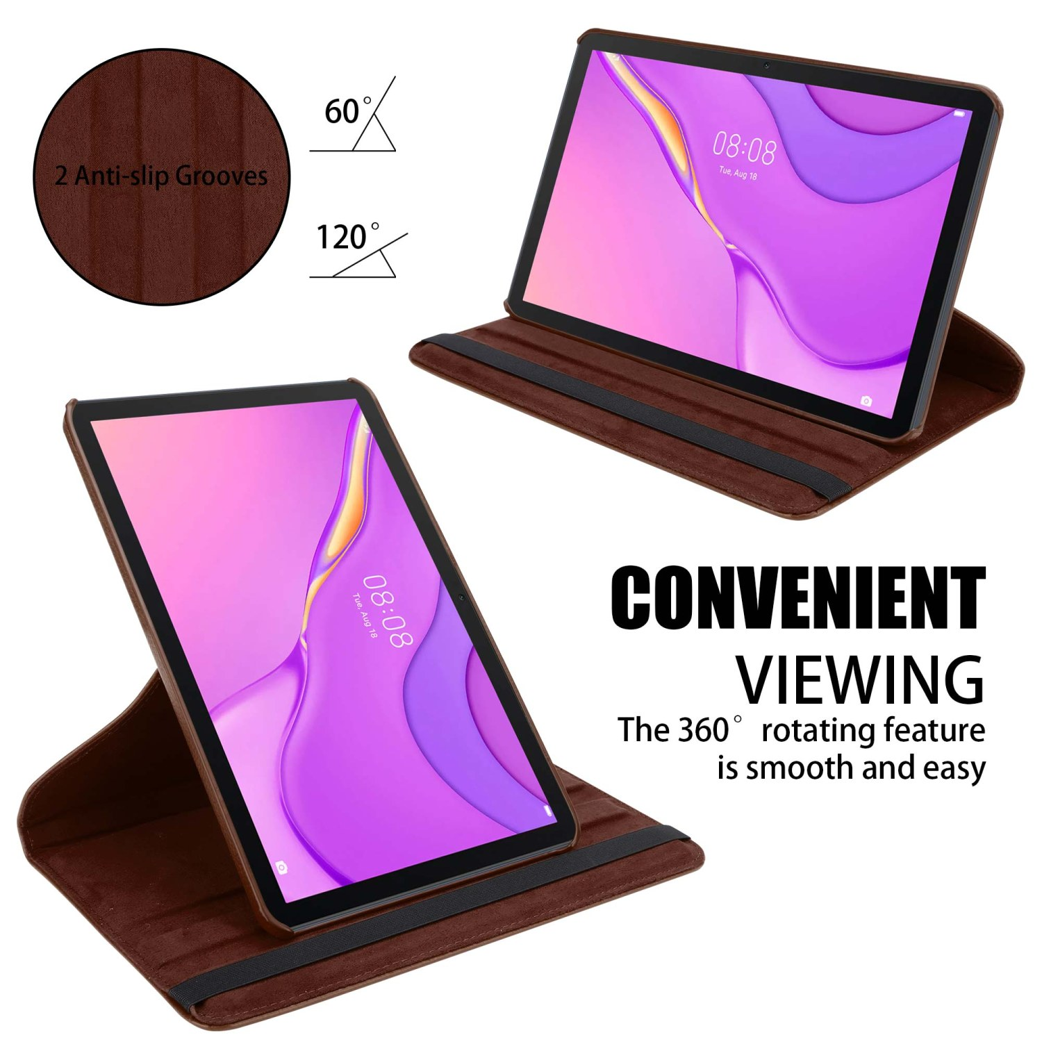CADORABO Tablet Hülle Huawei Style für Bookcover BRAUN Book PILZ im Kunstleder, Tablethülle