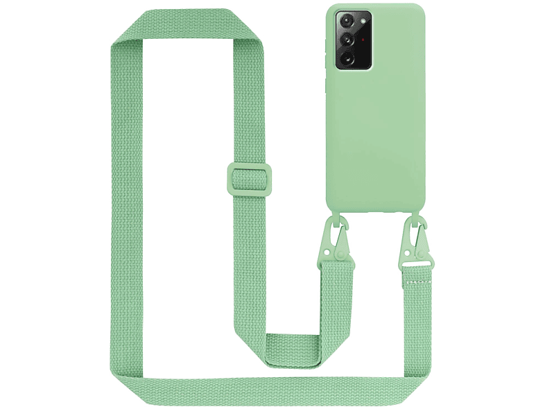 CADORABO Handy Kette Silikon Schutzhülle mit längen verstellbaren Kordel Band, Backcover, Samsung, Galaxy NOTE 20 PLUS, LIQUID HELL GRÜN
