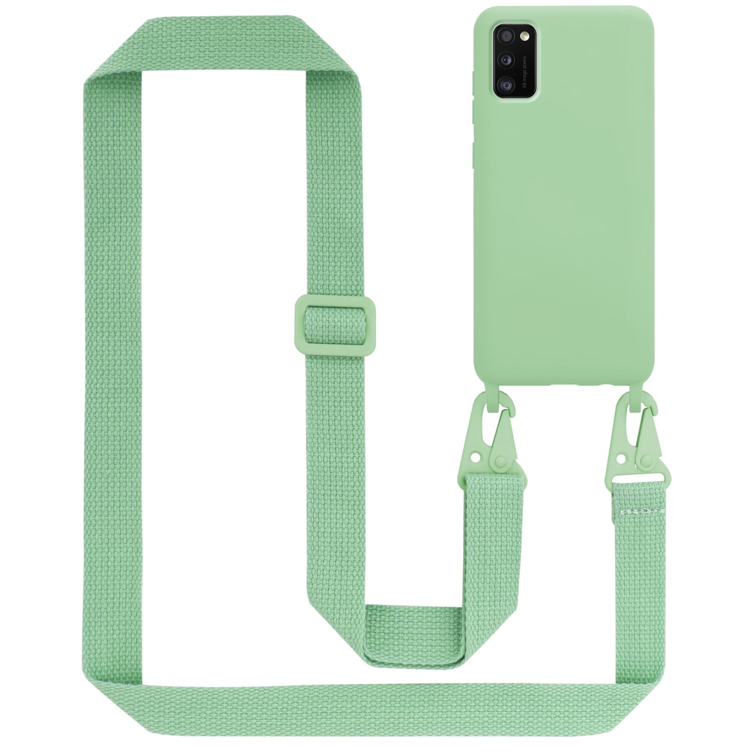 Custodia verde chiaro con cinturino.
