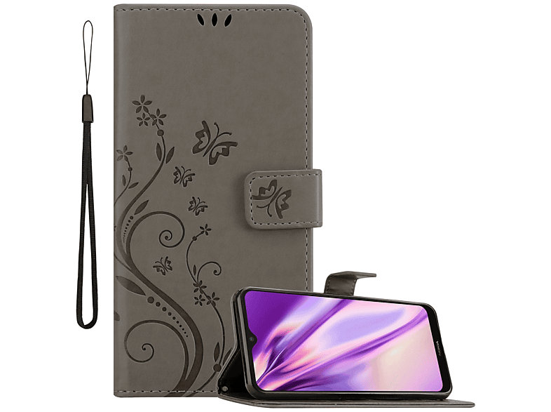 Hülle 5G, GRAU Muster Case, Blumen G50 FLORAL Bookcover, Flower CADORABO Nokia,