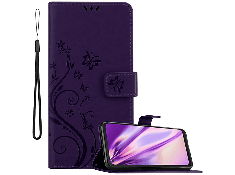 LILA CADORABO Case, DUNKEL Hülle PRO, Galaxy Samsung, XCover Bookcover, Flower FLORAL Muster Blumen