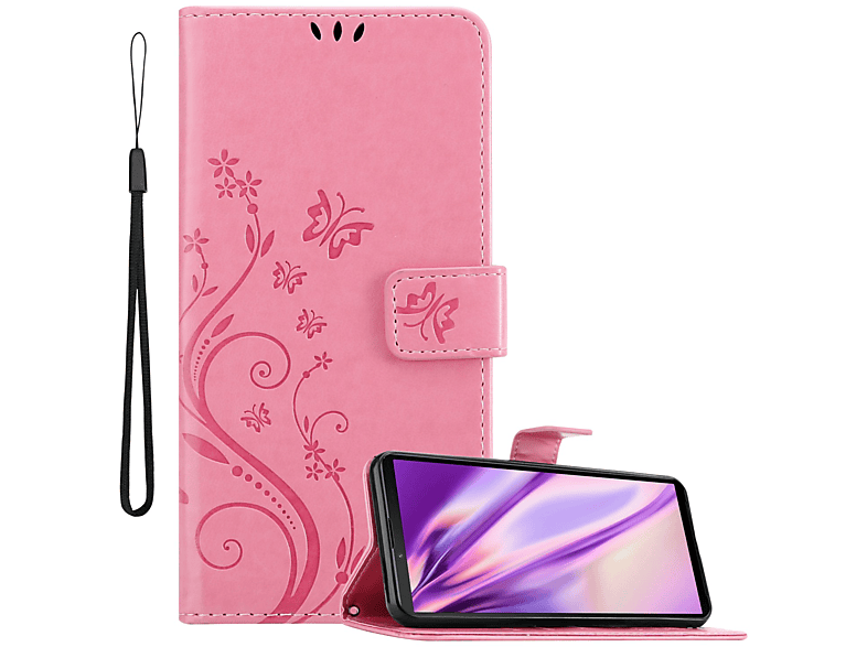 CADORABO Hülle Blumen Xperia Muster III, Bookcover, FLORAL Flower ROSA Case, 10 Sony